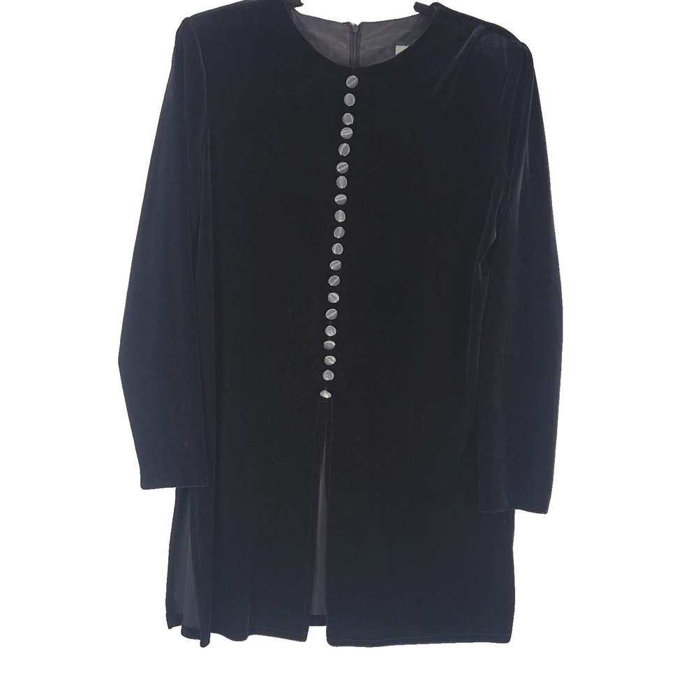 Vintage JBS Ltd Tunic Womens 8 Black‎ Velvet Long Sleeve Whimsygoth 90s Grunge